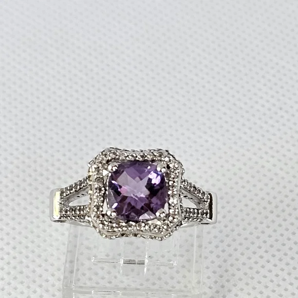 Genuine Carol Brodie Rarities Amethyst & Rubies Sterling Silver Ring Size 9! - Picture 5 of 16